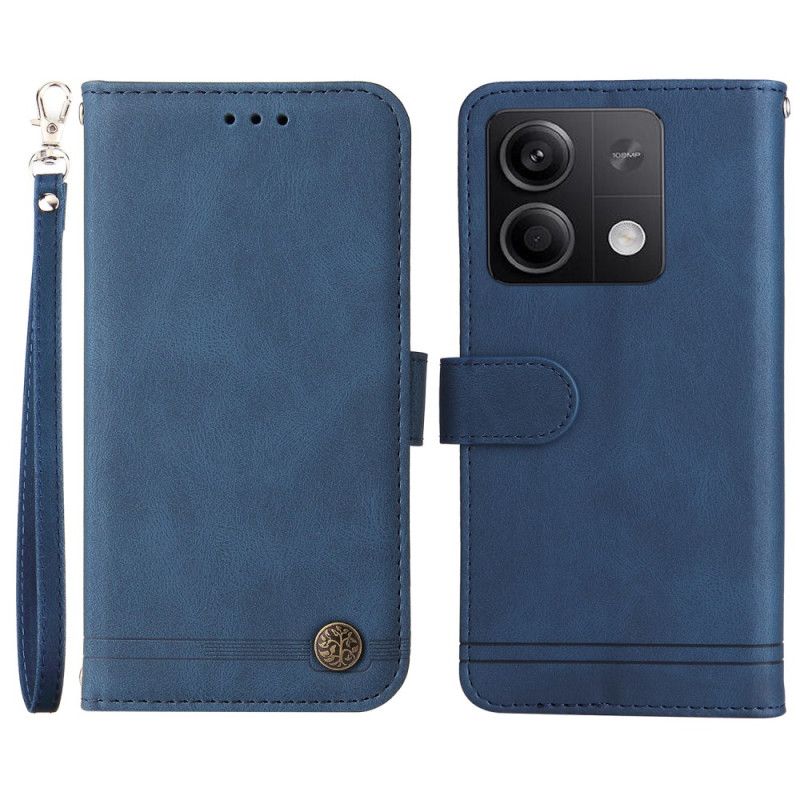 Leren Hoesje Voor Xiaomi Redmi Note 13 5g Decoratieve Riemklinknagel