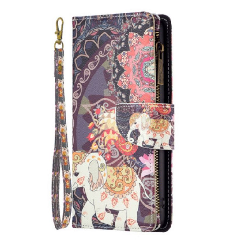 Leren Hoesje Voor Xiaomi Redmi Note 13 5g Indische Olifant Portemonnee Met Riem