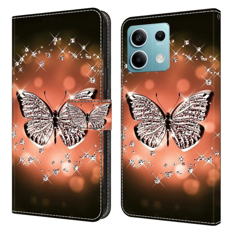 Leren Hoesje Voor Xiaomi Redmi Note 13 5g Kristallen Vlinder