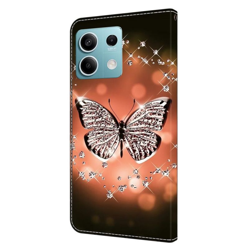 Leren Hoesje Voor Xiaomi Redmi Note 13 5g Kristallen Vlinder