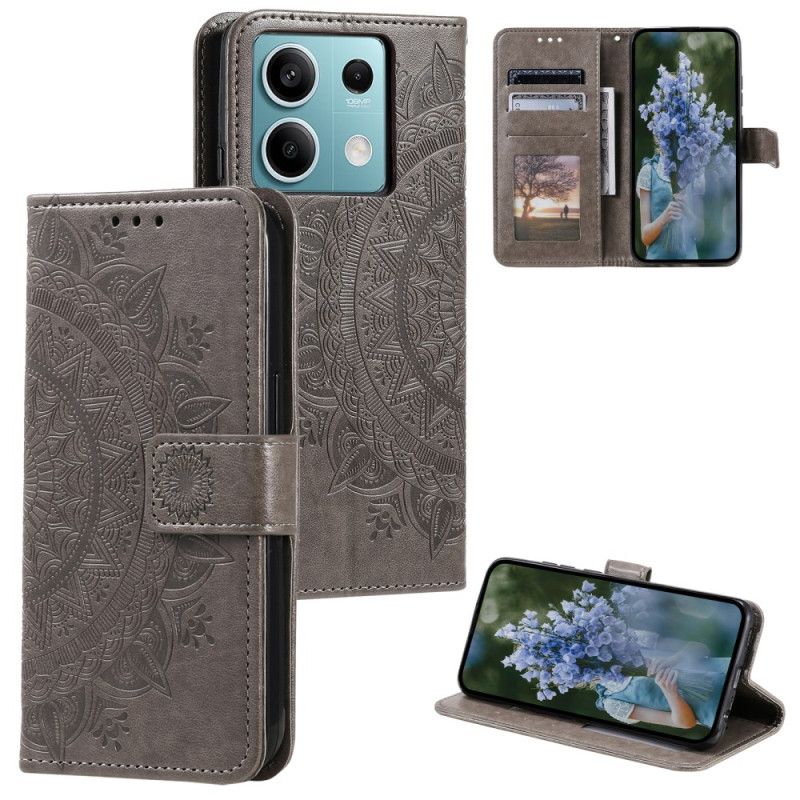 Leren Hoesje Voor Xiaomi Redmi Note 13 5g Mandala Zon