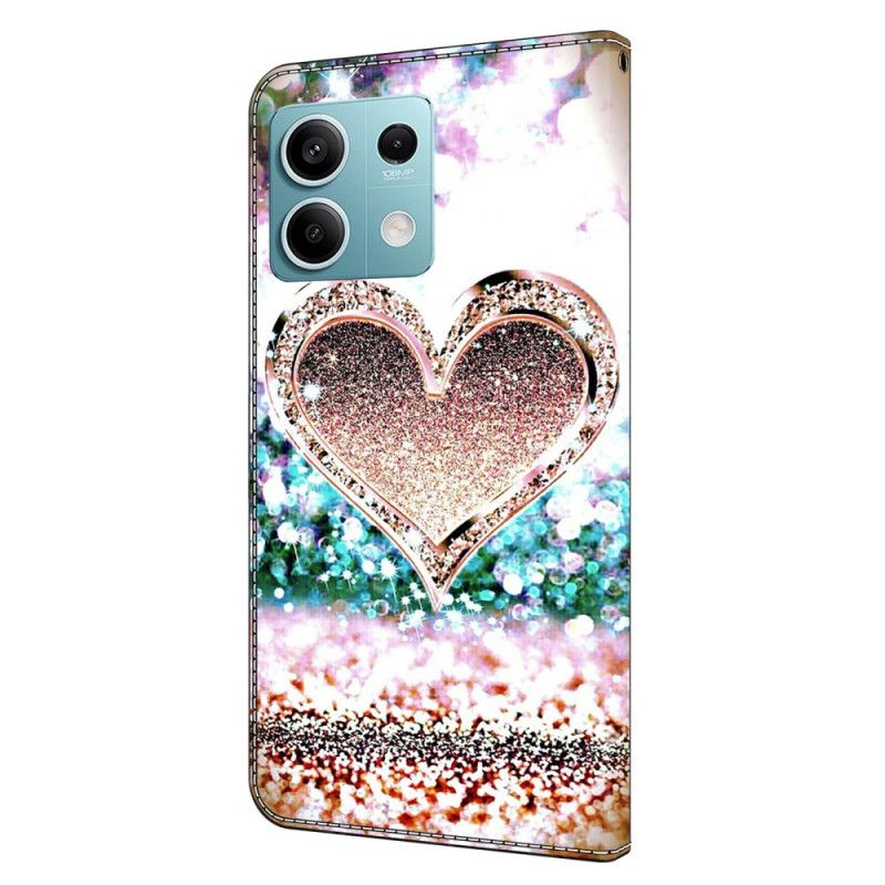 Leren Hoesje Voor Xiaomi Redmi Note 13 5g Roze Diamanten Hart