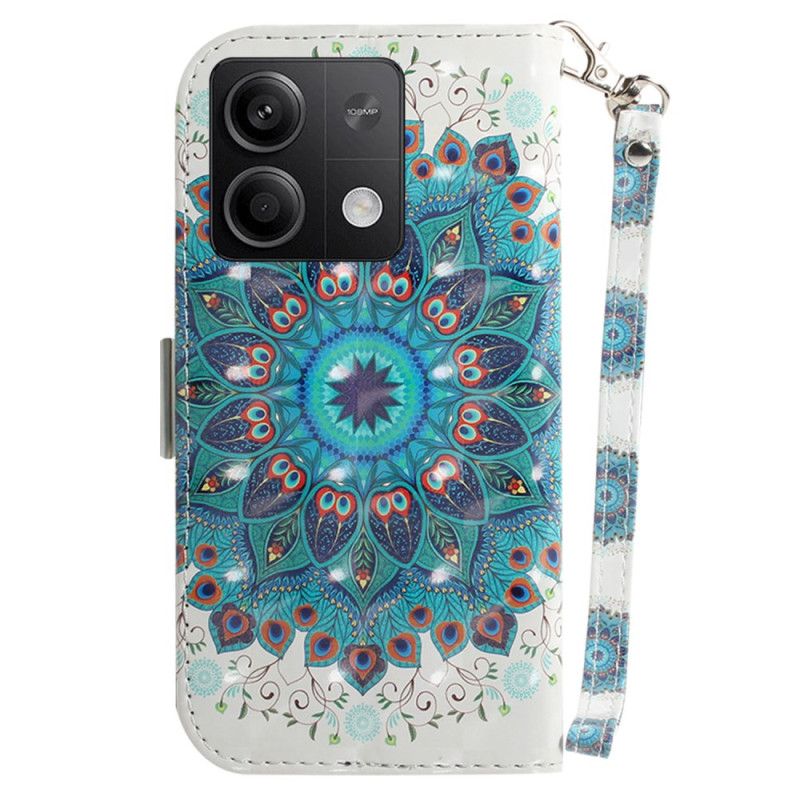 Leren Hoesje Xiaomi Redmi Note 13 5g Groene Mandala Met Bandje