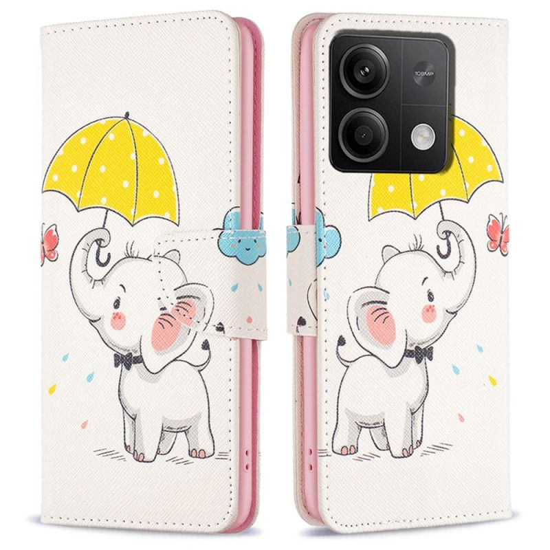 Leren Hoesje Xiaomi Redmi Note 13 5g Paraplu En Olifant