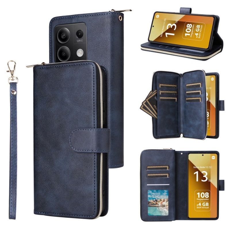 Leren Hoesje Xiaomi Redmi Note 13 5g Portemonnee Met Ritssluiting En Riem Bescherming Hoesje