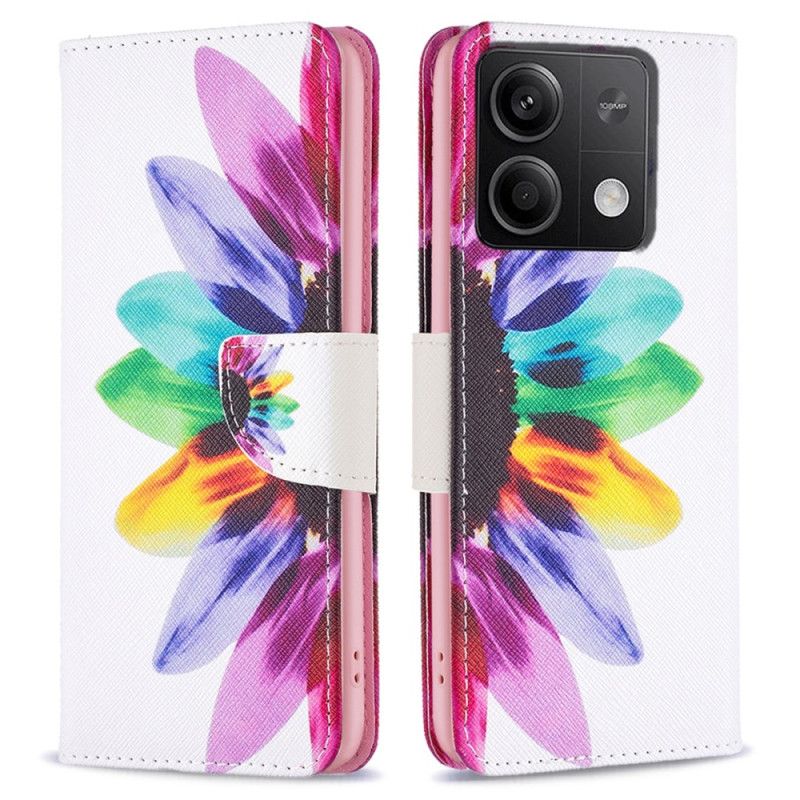 Leren Hoesje Xiaomi Redmi Note 13 5g Waterverfbloem Bescherming Hoesje