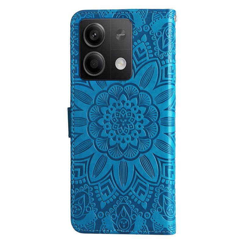 Leren Hoesje Xiaomi Redmi Note 13 5g Zonnebloempatroon Met Riempje Bescherming Hoesje