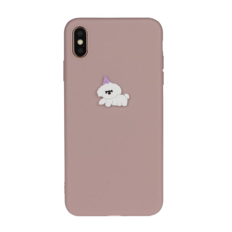 Case Hoesje iPhone XS Max Grijs Wit Telefoonhoesje Siliconen Grappig Dierenlogo