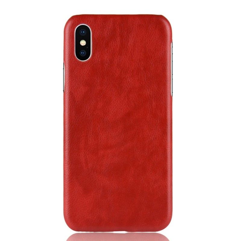 Case Hoesje iPhone XS Max Grijs Zwart Telefoonhoesje Lychee Leereffect