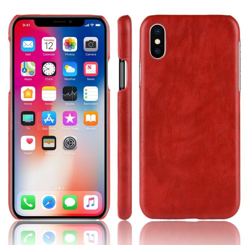 Case Hoesje iPhone XS Max Grijs Zwart Telefoonhoesje Lychee Leereffect