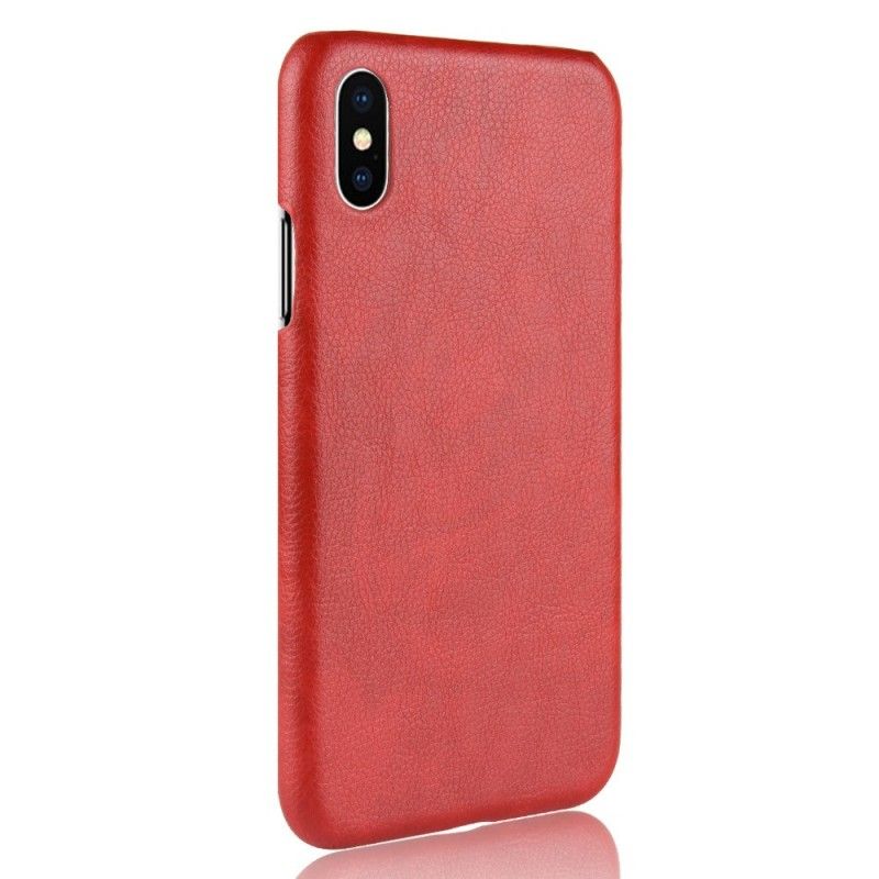 Case Hoesje iPhone XS Max Grijs Zwart Telefoonhoesje Lychee Leereffect