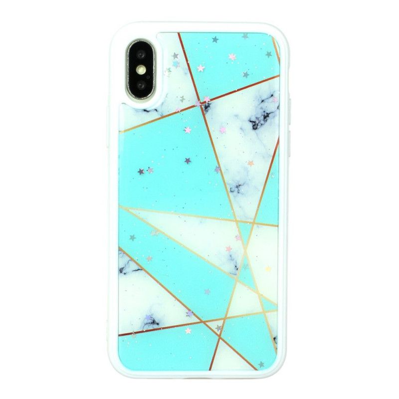 Case Hoesje iPhone XS Max Wit Zwart Telefoonhoesje Ontwerp Met Siliconen En Epoxy-Marmer