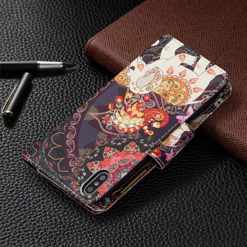 Cover Folio-hoesje iPhone XS Max Telefoonhoesje Zak Met Olifantenrits