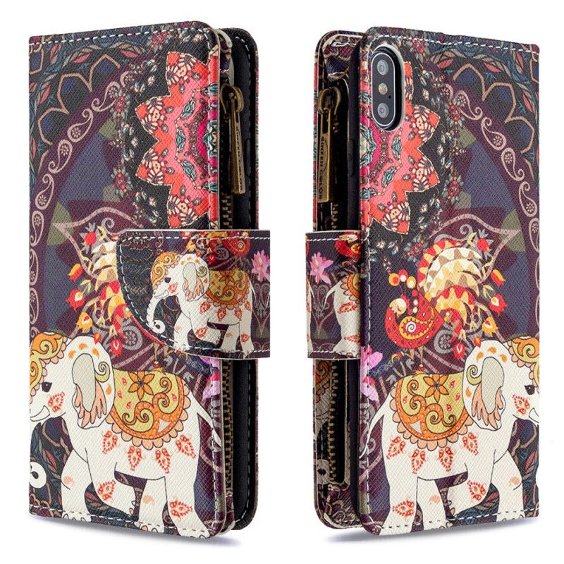 Cover Folio-hoesje iPhone XS Max Telefoonhoesje Zak Met Olifantenrits