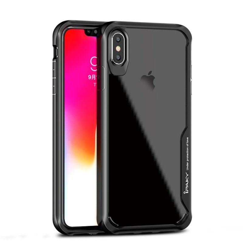 Cover Hoesje iPhone XS Max Rood Zwart Telefoonhoesje Ipaky Hybride Serie