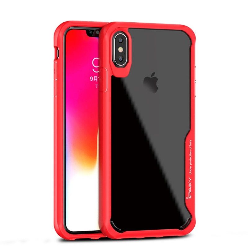 Cover Hoesje iPhone XS Max Rood Zwart Telefoonhoesje Ipaky Hybride Serie