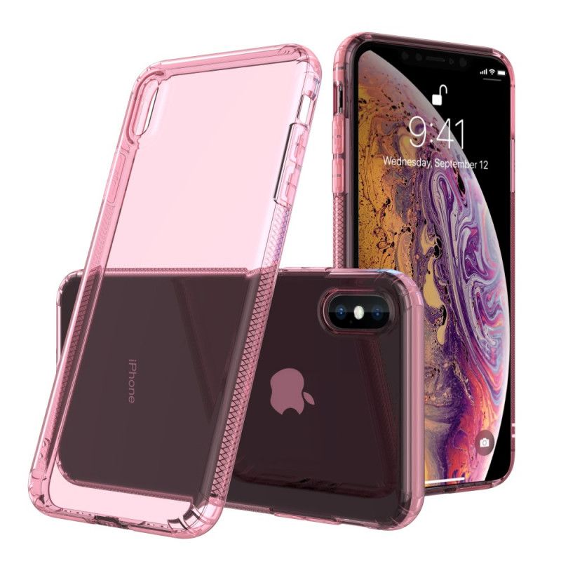 Cover Hoesje iPhone XS Max Roze Zwart Telefoonhoesje Transparante Leeu Beschermkussens