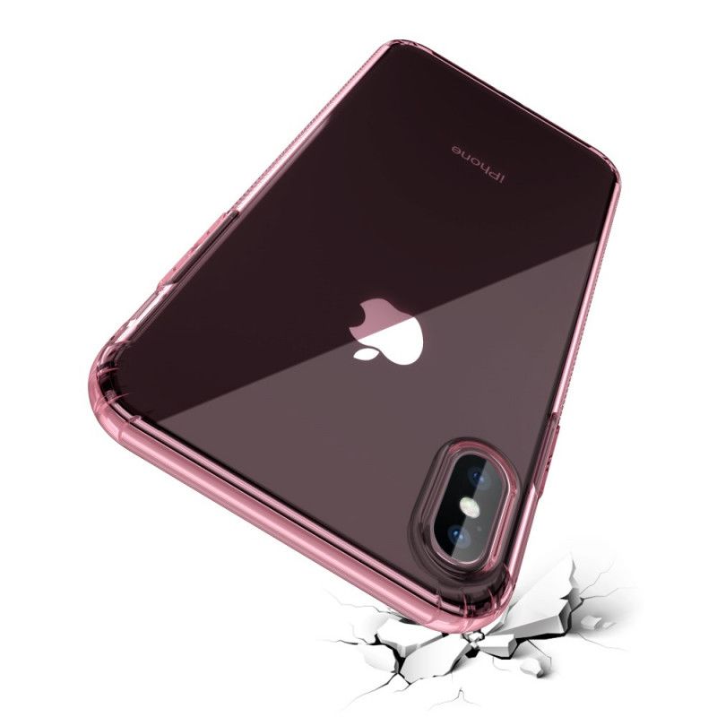 Cover Hoesje iPhone XS Max Roze Zwart Telefoonhoesje Transparante Leeu Beschermkussens