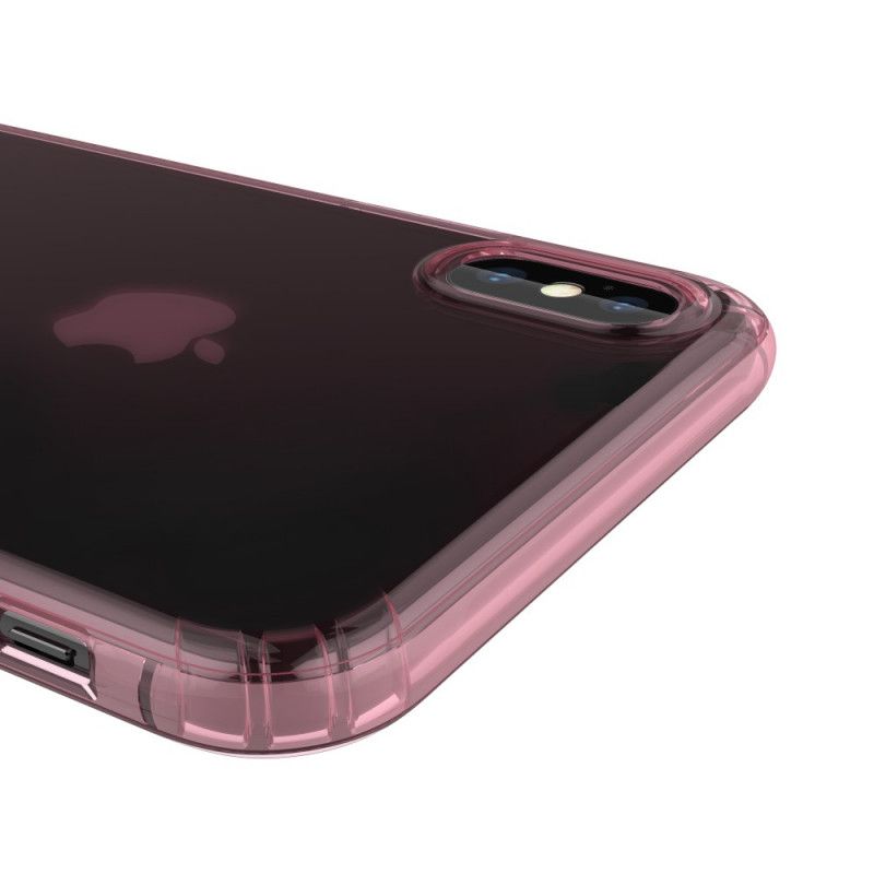 Cover Hoesje iPhone XS Max Roze Zwart Telefoonhoesje Transparante Leeu Beschermkussens