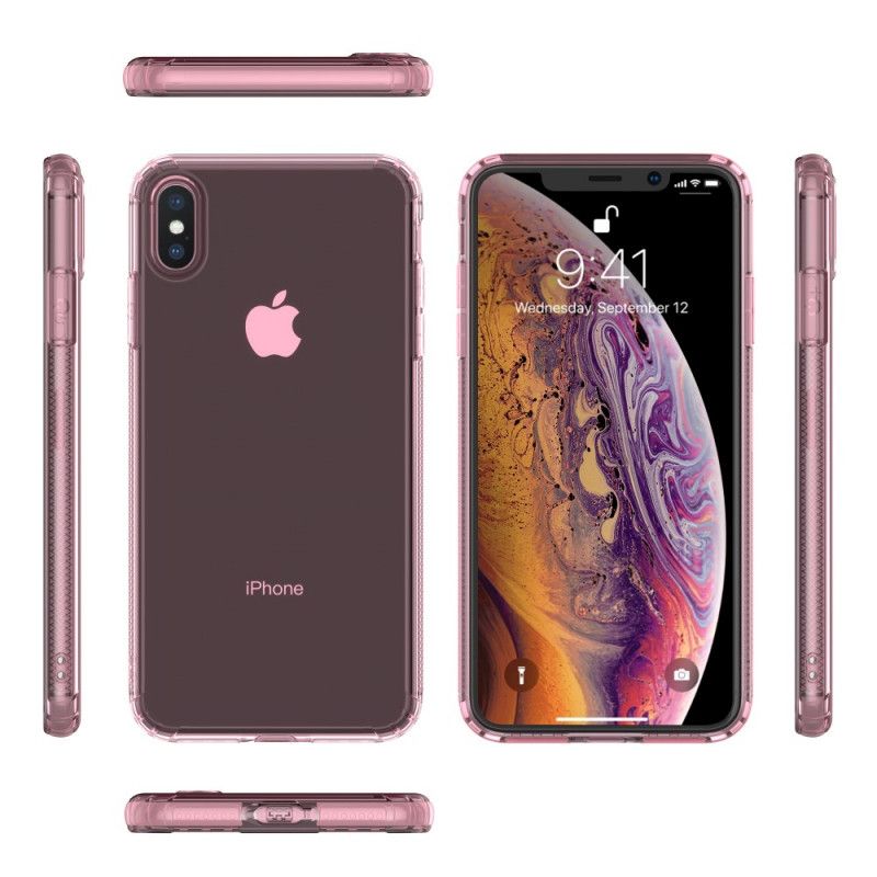 Cover Hoesje iPhone XS Max Roze Zwart Telefoonhoesje Transparante Leeu Beschermkussens