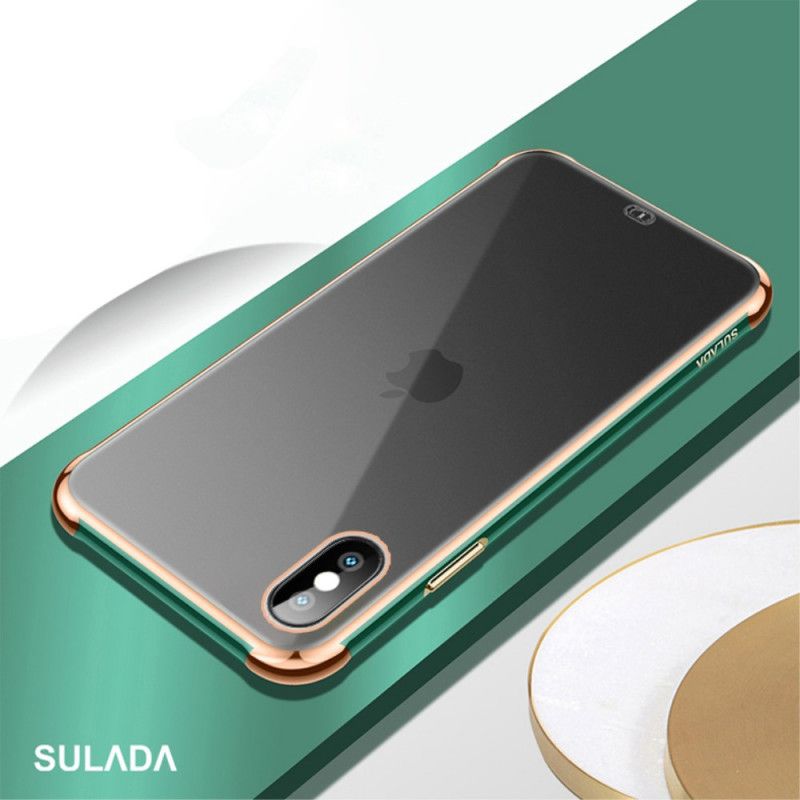 Cover Hoesje iPhone XS Max Wit Zwart Telefoonhoesje Transparant Sulada En Metaaleffect