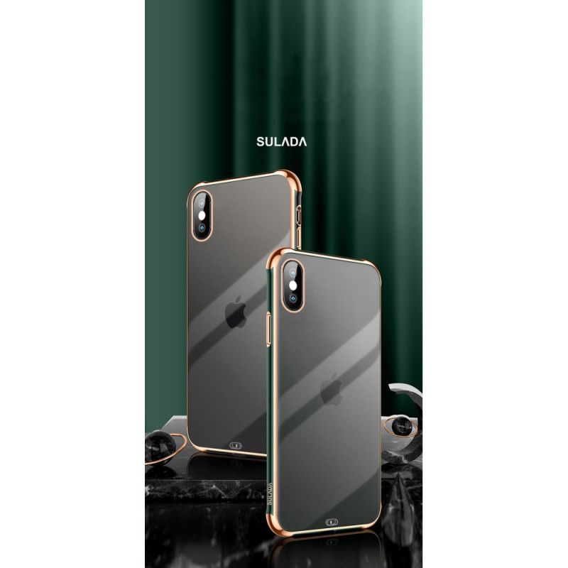 Cover Hoesje iPhone XS Max Wit Zwart Telefoonhoesje Transparant Sulada En Metaaleffect