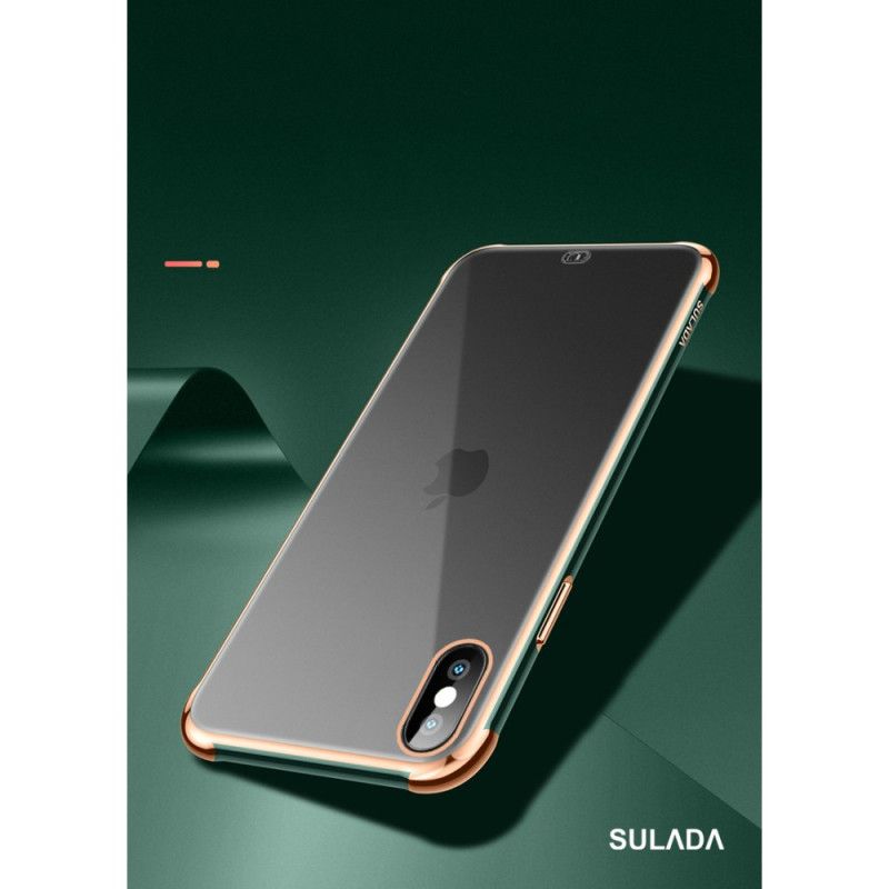 Cover Hoesje iPhone XS Max Wit Zwart Telefoonhoesje Transparant Sulada En Metaaleffect