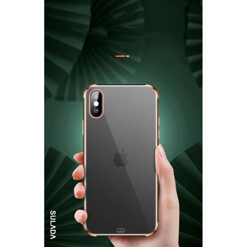 Cover Hoesje iPhone XS Max Wit Zwart Telefoonhoesje Transparant Sulada En Metaaleffect