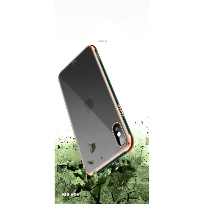 Cover Hoesje iPhone XS Max Wit Zwart Telefoonhoesje Transparant Sulada En Metaaleffect