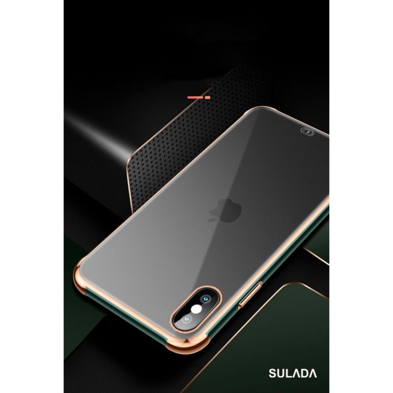 Cover Hoesje iPhone XS Max Wit Zwart Telefoonhoesje Transparant Sulada En Metaaleffect