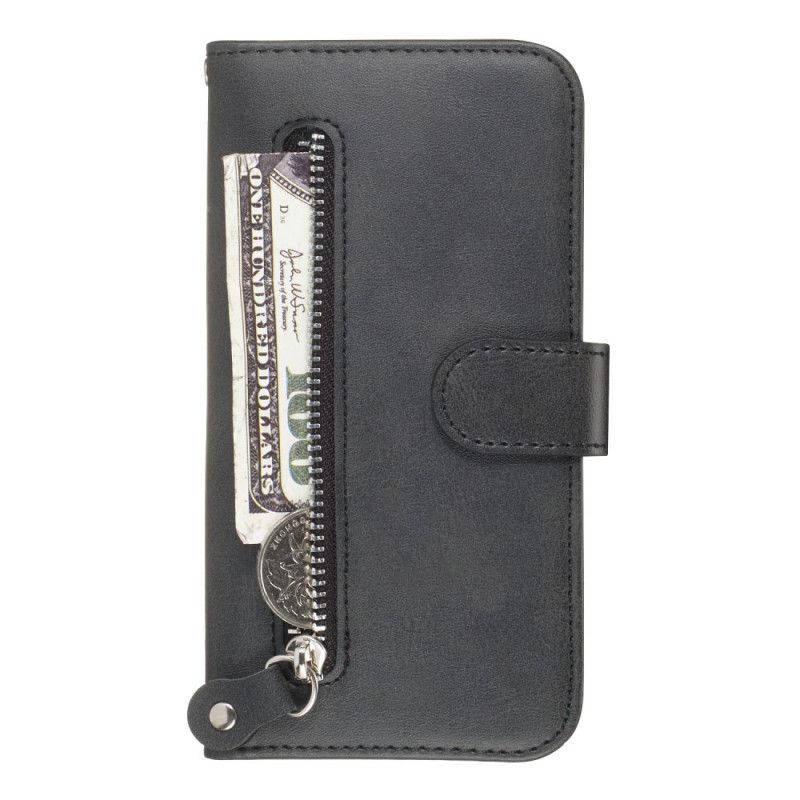 Flip Case Leren iPhone XS Max Rood Zwart Vintage Portemonnee