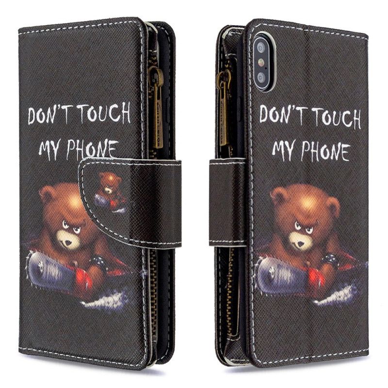 Flip Case Leren iPhone XS Max Zak Met Ritssluiting