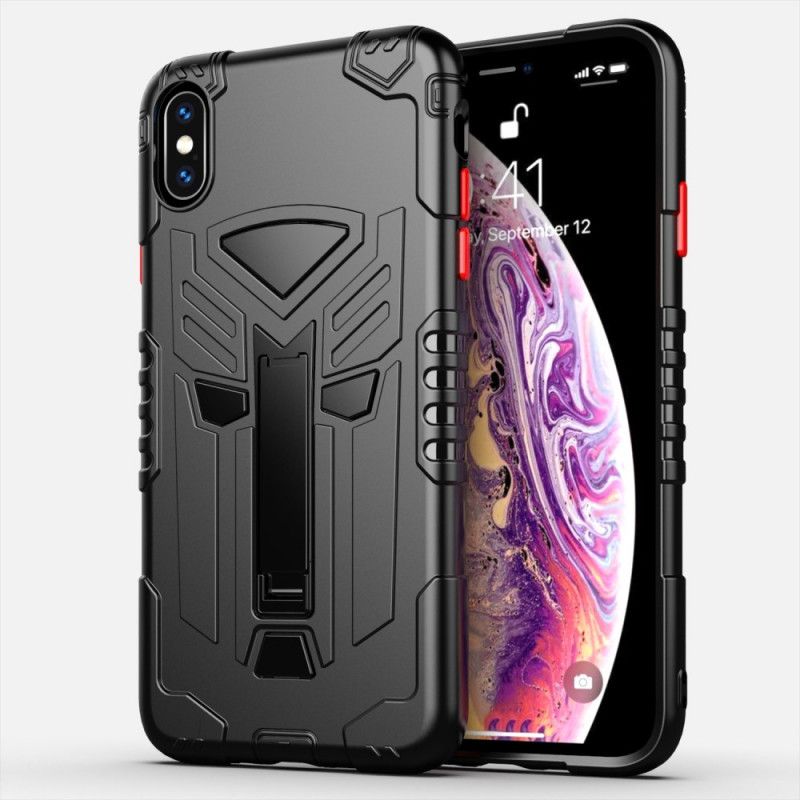 Hoesje iPhone XS Max Geel Zwart Schild Met Kruk