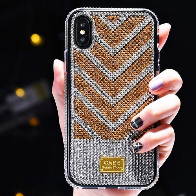 Hoesje iPhone XS Max Rood Zwart Diamanten