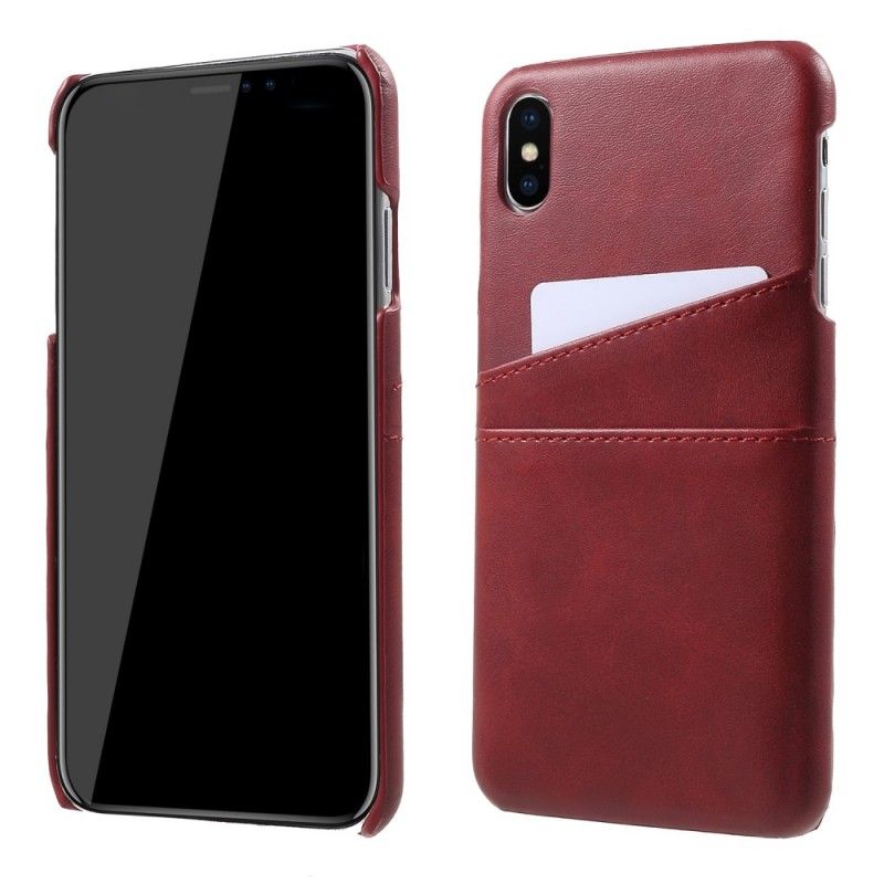 Hoesje iPhone XS Max Rood Zwart Kaarthouder