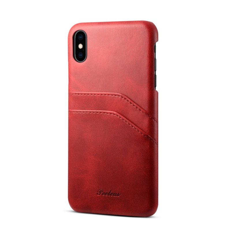 Hoesje iPhone XS Max Rood Zwart Peelcas Kaarthouder