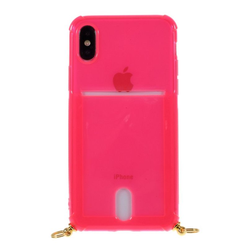 Hoesje iPhone XS Max Roze Magenta Koord Met Kaarthouder