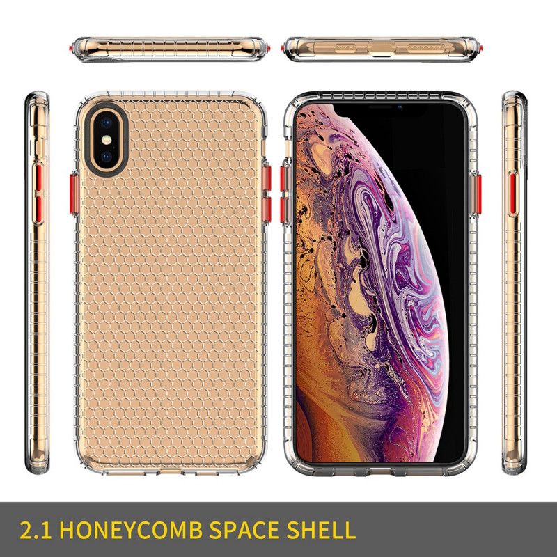 Hoesje iPhone XS Max Roze Zwart Design Honingraatstijl