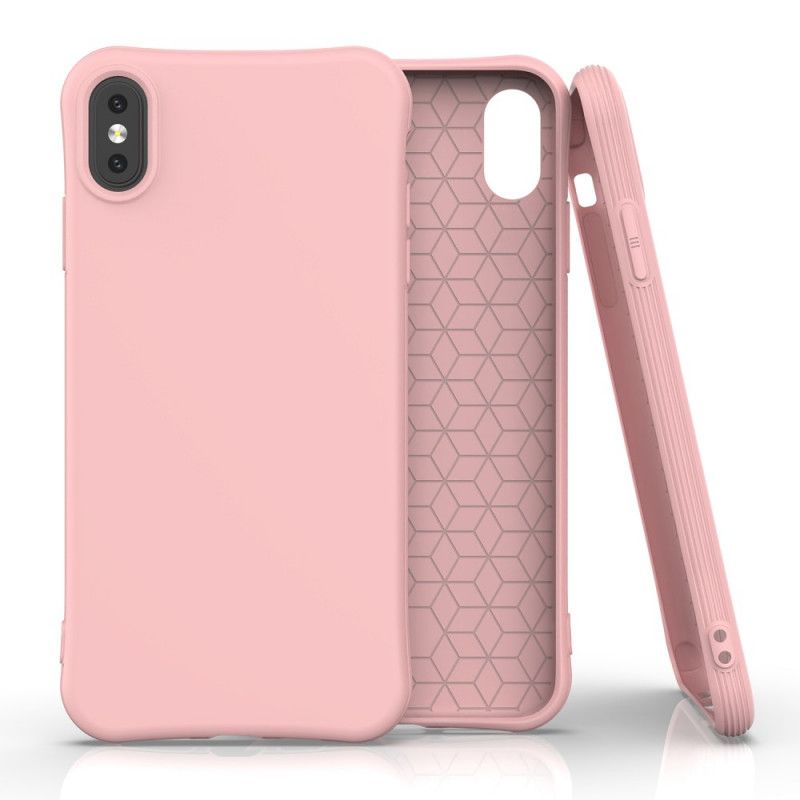 Hoesje voor iPhone XS Max Geel Roze Flexibele Matte Siliconen