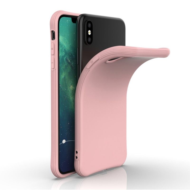 Hoesje voor iPhone XS Max Geel Roze Flexibele Matte Siliconen