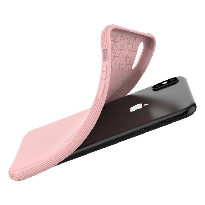 Hoesje voor iPhone XS Max Geel Roze Flexibele Matte Siliconen