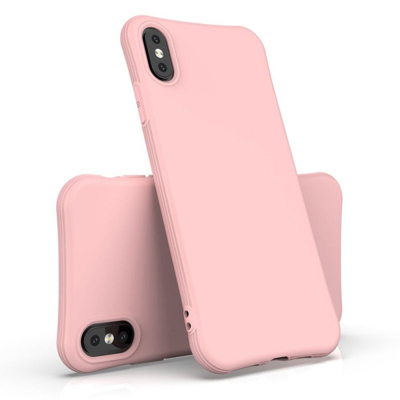 Hoesje voor iPhone XS Max Geel Roze Flexibele Matte Siliconen