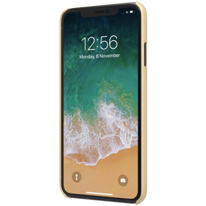 Hoesje voor iPhone XS Max Goud Zwart Stijve Frosted Nillkin