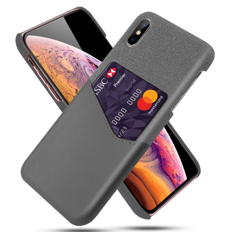 Hoesje voor iPhone XS Max Grijs Zwart Ksq Kaarthouder