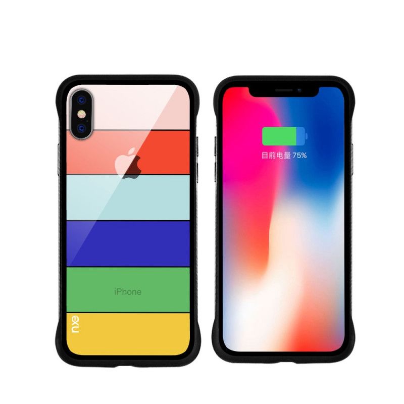 Hoesje voor iPhone XS Max Turkoois Geel Nxe Regenboogreeks