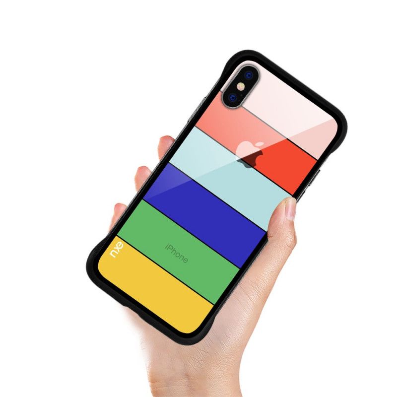 Hoesje voor iPhone XS Max Turkoois Geel Nxe Regenboogreeks