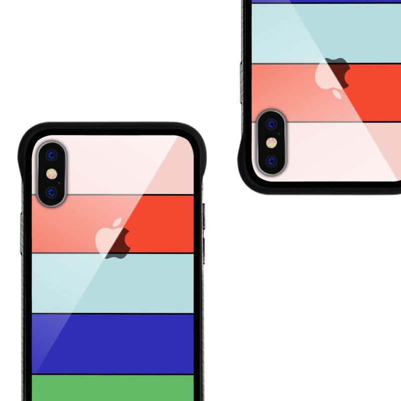 Hoesje voor iPhone XS Max Turkoois Geel Nxe Regenboogreeks