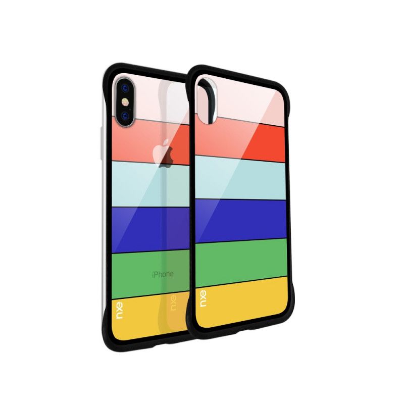 Hoesje voor iPhone XS Max Turkoois Geel Nxe Regenboogreeks