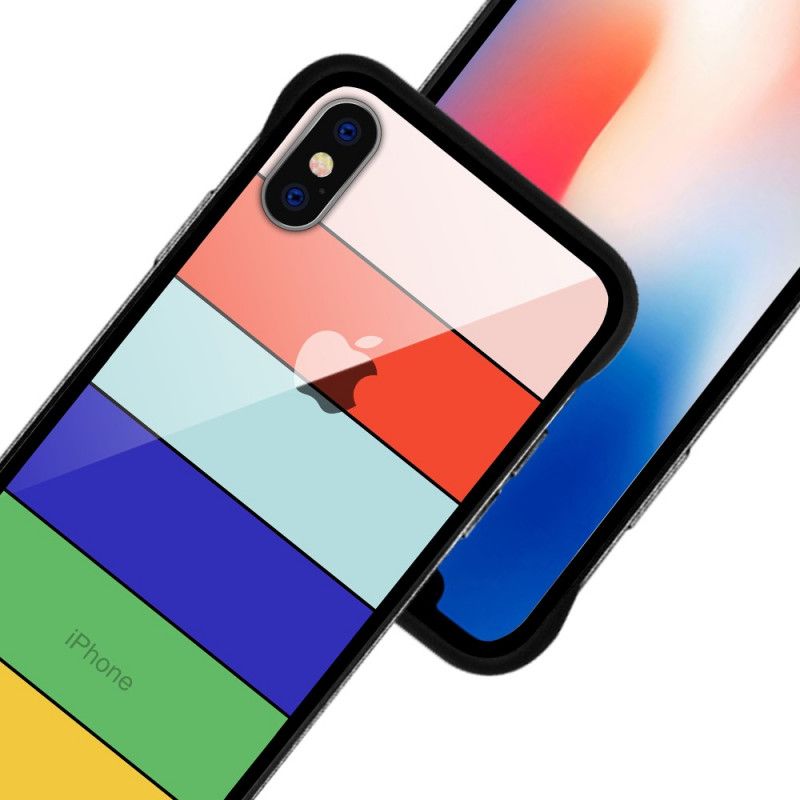 Hoesje voor iPhone XS Max Turkoois Geel Nxe Regenboogreeks