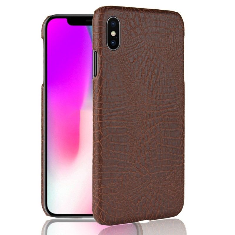 Hoesje voor iPhone XS Max Zwart Krokodillenhuideffect